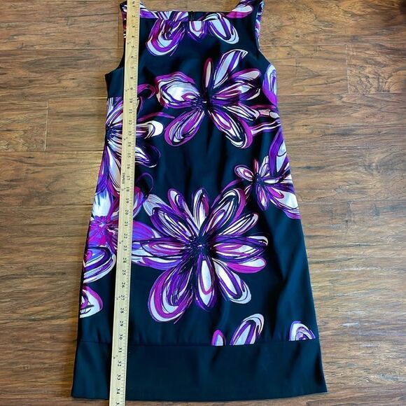 Alyx Womens Vibrant Black Purple Sleeveless Dress Sz 4 - Picture 5 of 8